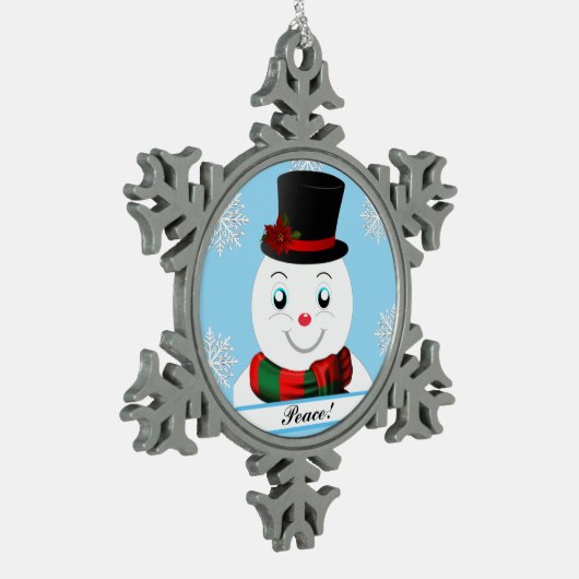 snowman schneeflocken Zinn-Ornament (Links)