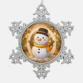 Snowman Schneeflocken Zinn-Ornament (Vorderseite)