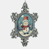 Snowman Schneeflocken Zinn-Ornament (Links)