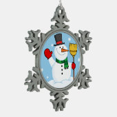 Snowman Schneeflocken Zinn-Ornament (Links)
