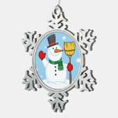 Snowman Schneeflocken Zinn-Ornament (Rechts)