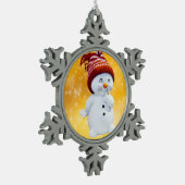 Snowman Schneeflocken Zinn-Ornament (Links)