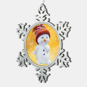 Snowman Schneeflocken Zinn-Ornament (Rechts)