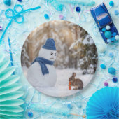 Snowman Scowling at a Rabbit Pappteller (Party)