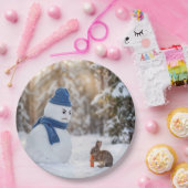 Snowman Scowling at a Rabbit Pappteller (Party)