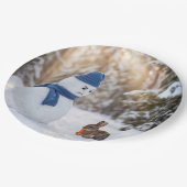 Snowman Scowling at a Rabbit Pappteller (Schrägansicht)