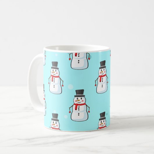 Snowman Seamless Pattern Kaffeetasse (Vorderseite Links)