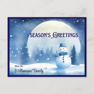 Snowman Season Greetings Holiday Postcard Feiertagspostkarte