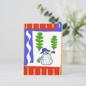 Snowman Season's Greetings Feiertagspostkarte (Stehend Vorderseite)