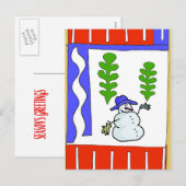 Snowman Season's Greetings Feiertagspostkarte (Vorne/Hinten)