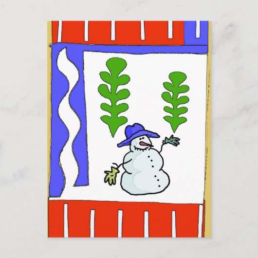 Snowman Season's Greetings Feiertagspostkarte (Vorderseite)