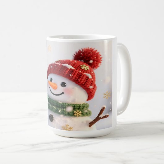 Snowman Selfie Christmas Mug Kaffeetasse (VorderseiteRechts)