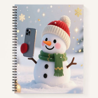 Snowman Selfie Christmas Notebook Notizblock