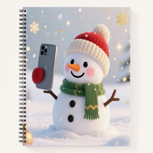 Snowman Selfie Christmas Notebook Notizblock (Vorderseite)