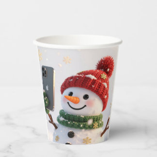 Snowman Selfie Holiday Paper Cup Pappbecher