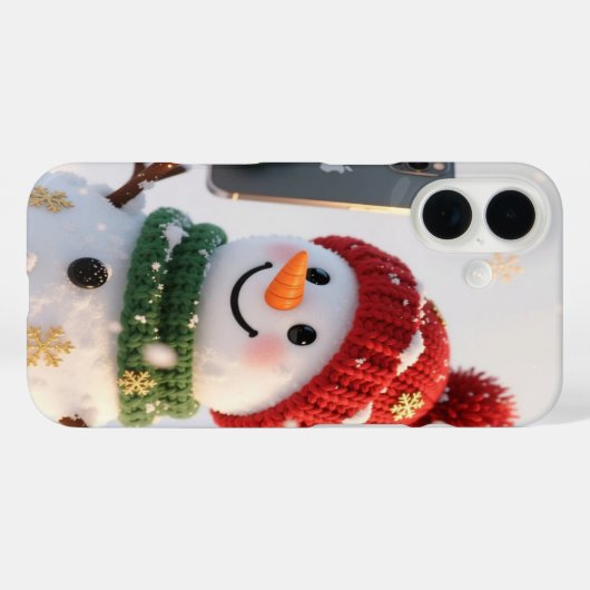 Snowman Selfie iPhone 16 Case (Rückseite (Horizontal))