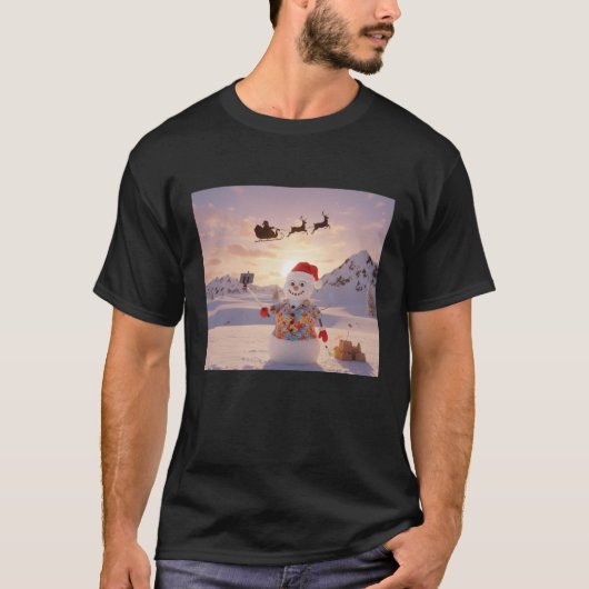 snowman Selfie with Santa Funny Christmas for Men T-Shirt (Vorderseite)