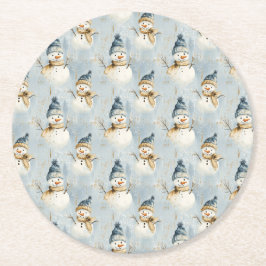 Snowman Serenade Runder Pappuntersetzer