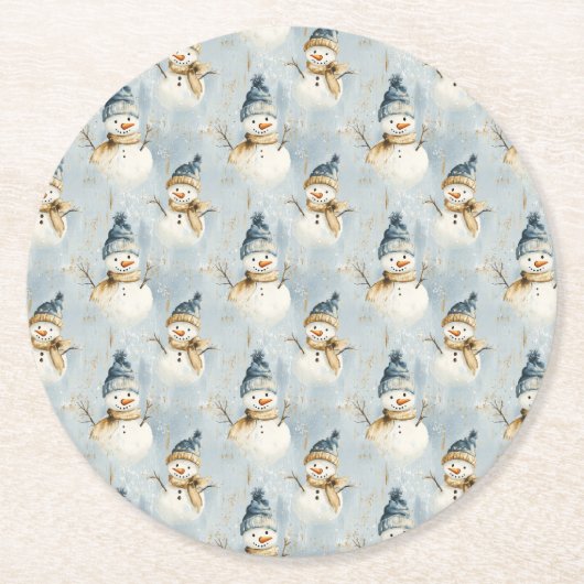 Snowman Serenade Runder Pappuntersetzer (Vorderseite)