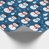 Snowman Serenity Blauer Weihnachtsbaum Geschenkpapier (Ecke)