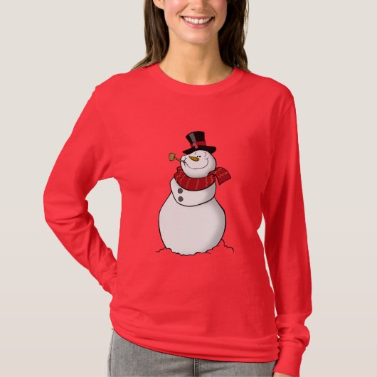 Snowman-Shirt-Rot T-Shirt (Vorderseite)