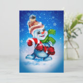 Snowman Shuffle Feiertagskarte (Stehend Vorderseite)