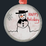 Snowman Silbernes Ornament<br><div class="desc">Snowman</div>
