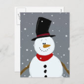 Snowman - Silver Feiertagspostkarte (Vorne/Hinten)