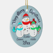 Snowman Single Parent und 2 Kinder Keramik Ornament (Rechts)