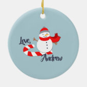 Snowman Single Parent und 2 Kinder Keramik Ornament (Hinten)