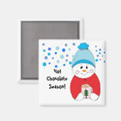 Snowman Sipping Hot Chocolate Magnet (Vorderseite/Rückseite)