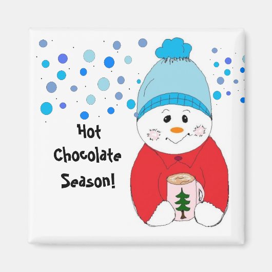 Snowman Sipping Hot Chocolate Magnet (Vorne)