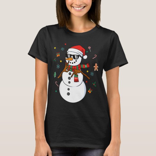 Snowman Six Seven Meme Christmas Pajamas 6 And 7 F T-Shirt (Vorderseite)