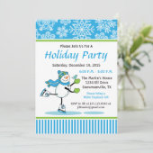 Snowman Skaten Holiday Party Einladung (Stehend Vorderseite)