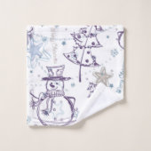 Snowman Sketch über Weihnachtselemente Badhandtuch Set (Waschlappen)