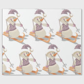 Snowman Skiing Geschenkpapier (Flach)