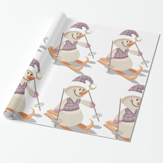 Snowman Skiing Geschenkpapier (Ungerollt)