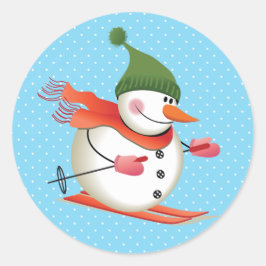 Snowman Skiing Glossy Stickers 3 inch (Blatt 6)