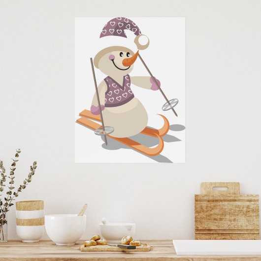 Snowman Skiing Poster (Küche)