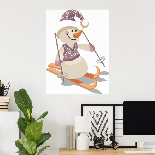Snowman Skiing Poster (Heimbüro)