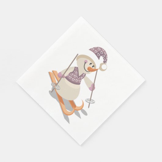 Snowman Skiing Serviette (Ecke)