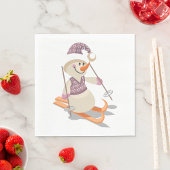 Snowman Skiing Serviette