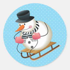 Snowman Sled Glossy Stickers 3 inch (Blatt 6)