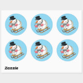 Snowman Sled Glossy Stickers 3 inch (Blatt 6) (Blatt)