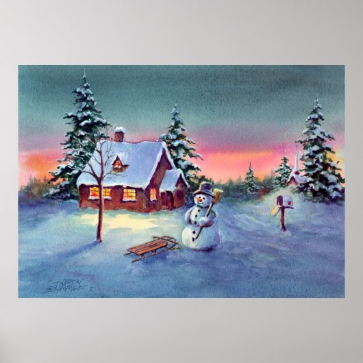 SNOWMAN & SLED VON SHARON SHARPE POSTER (Vorne)