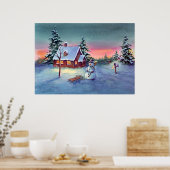 SNOWMAN & SLED VON SHARON SHARPE POSTER (Küche)