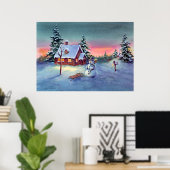 SNOWMAN & SLED VON SHARON SHARPE POSTER (Heimbüro)