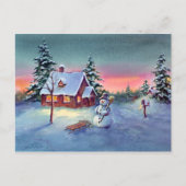 SNOWMAN & SLED VON SHARON SHARPE POSTKARTE (Vorderseite)