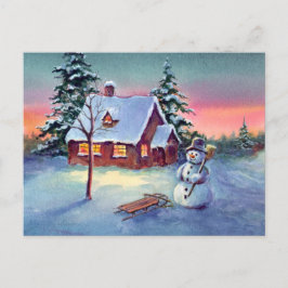 SNOWMAN & SLED VON SHARON SHARPE POSTKARTE