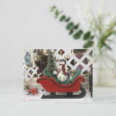 Snowman & Sleigh Postkarte (Stehend Vorderseite)